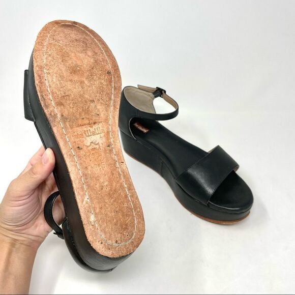 ANTHROPOLOGIE Gee WaWa Protero Black Leather Flatform Sandals Size 9.5 - Picture 6 of 9